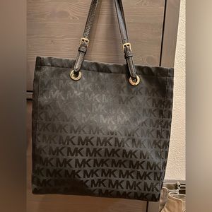Michael Kors, black on black, monogram, large tote.